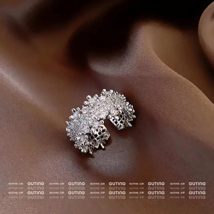 铜合金合成锆石戒指 1749高奢满天星闪锆戒指女食指指环开口戒指