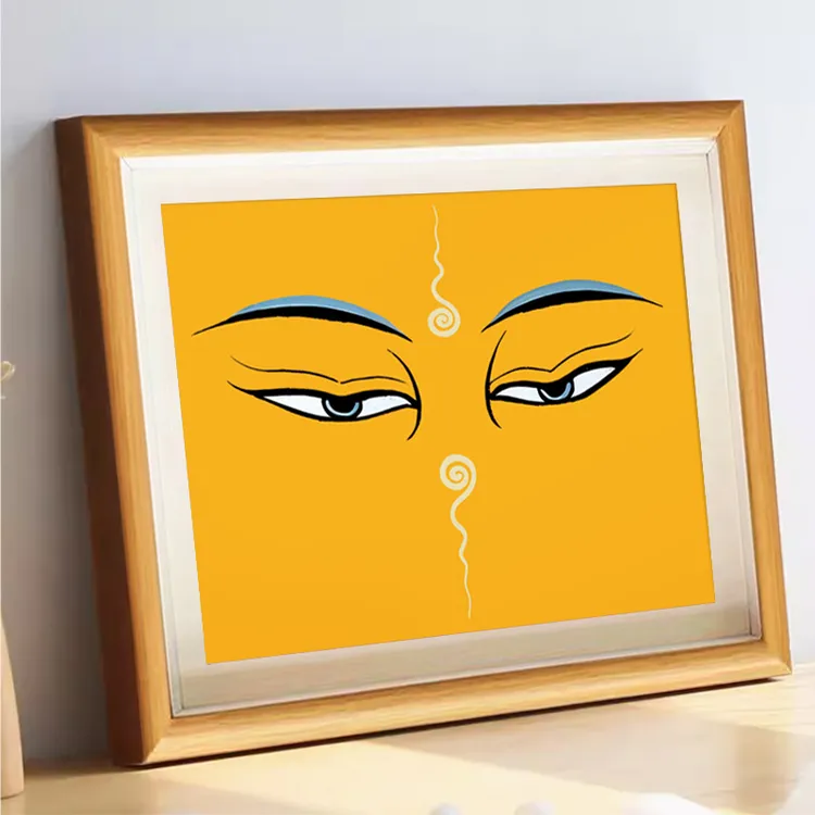 文殊菩萨唐卡桌面摆台画西藏智慧法眼办公室书房学习进步相框摆件