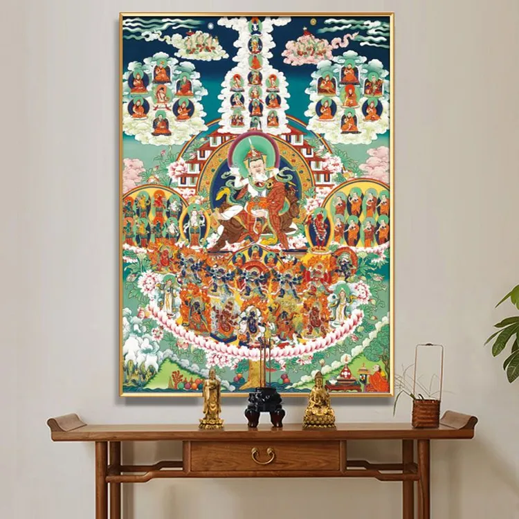 绝伦帝藏族唐卡皈依境艺术挂画藏式家用装饰画客厅中堂画竖款带框