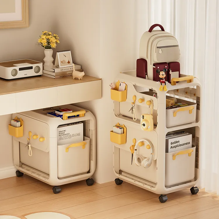 书包置物架可移动小推车办公室桌下书本收纳家用学生书包放置神器