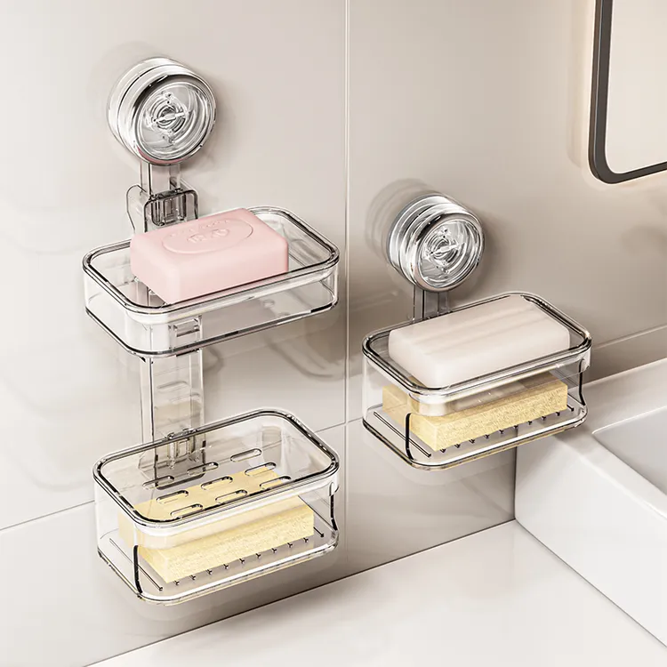 吸盘肥皂盒家用香皂盒免打孔壁挂收纳强力承重卫生间通风沥水皂托