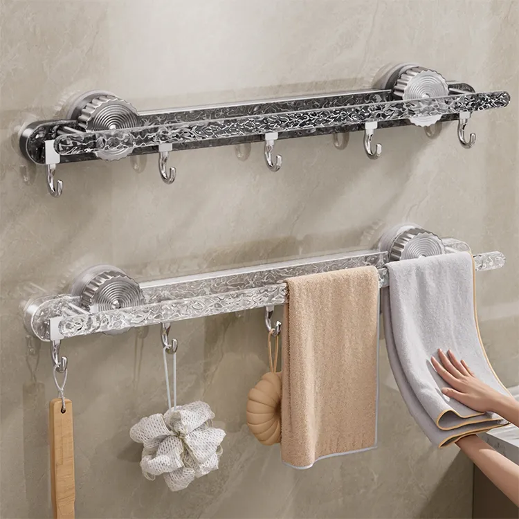 吸盘排钩挂钩毛巾架杆免打孔强力承重浴室卫生间门后墙壁无痕粘钩