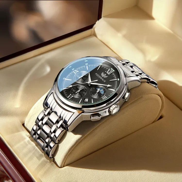 前劲正品名牌男士手表全自动机械石英表防水学生男款钢带送男朋友