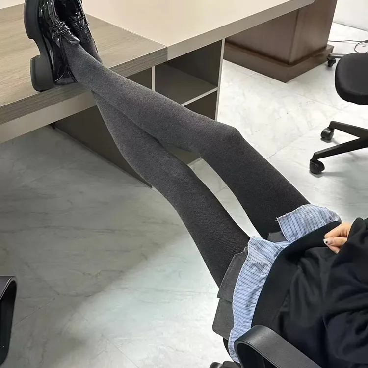 LAPHE棉质连裤袜女外穿微压显瘦秋冬加绒美腿高腰黑色