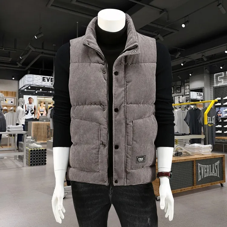 灯芯绒立领棉马甲男女同款秋冬加厚马夹潮流外套保暖背心坎肩外穿