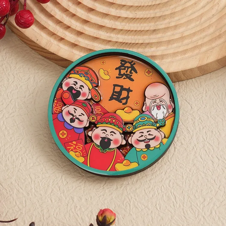 好运暴富平安财神爷木质磁性冰箱贴纪念品旅游纪念品磁贴古典