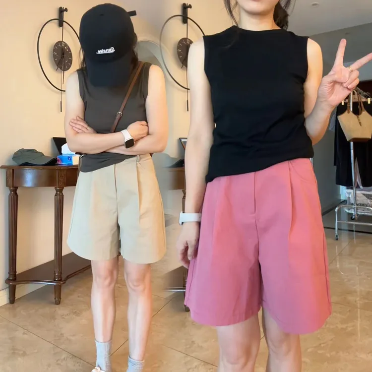 【现货发】港风高级感定制棉简约工装短裤女2025夏季凉凉感百搭热裤