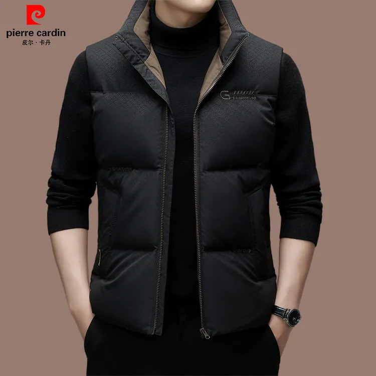 皮尔卡丹高级感男装男士春秋季百搭羽绒马甲潮流保暖男装背心男