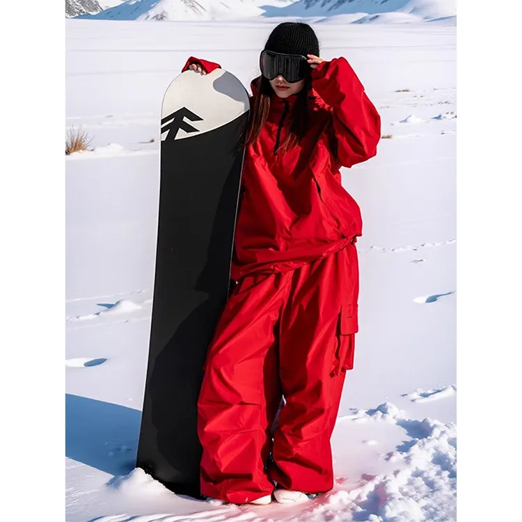 临典LDAB红色滑雪服套装女2025新款冬季加厚户外防风防水情侣棉服