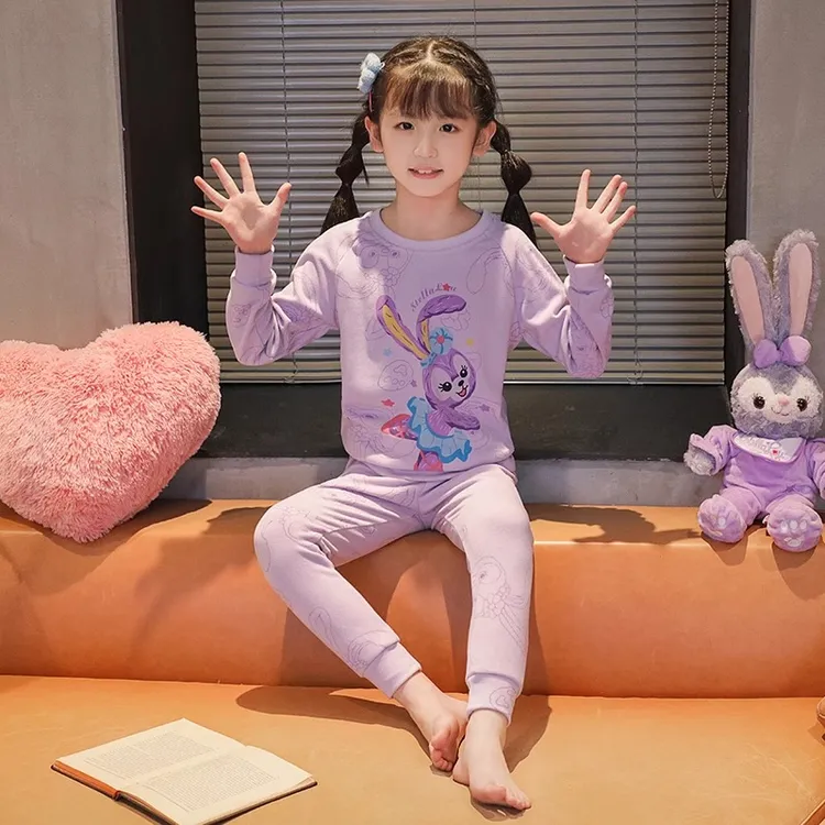 星黛露儿童睡衣女童加绒德绒保暖内衣大童家居服秋冬秋衣秋裤套装