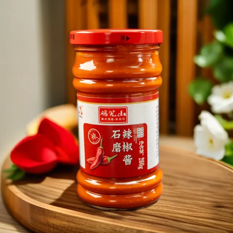 石磨辣椒酱安徽和县鸡笼山辣椒酱大椒酱蘸包子拌面调味