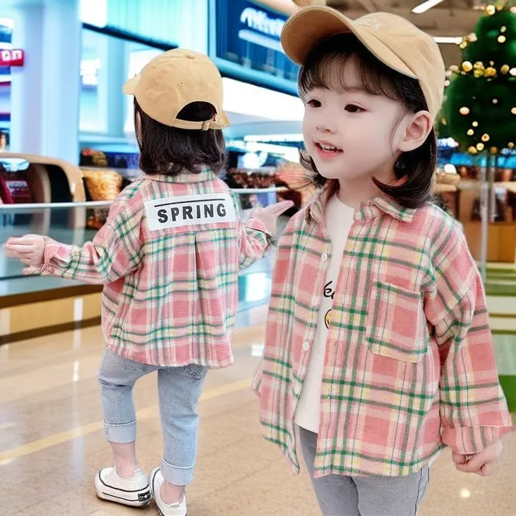 Dany.rabbit 女童格子衬衫长袖宝宝中小童格子女孩休闲春秋新款长