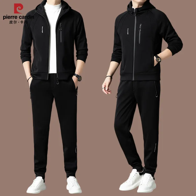 【皮尔卡丹】春秋新款男士速暖绒打底外套长裤三件套休闲运动套装