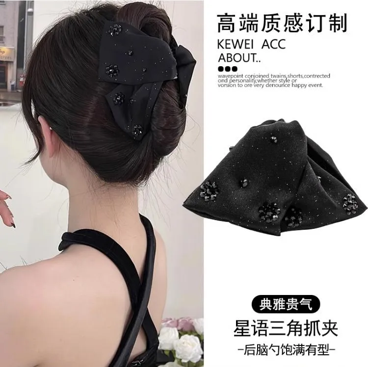 新款路易斯赫本风抓夹后脑勺发夹盘发鲨鱼夹超仙法式头发马尾夹子