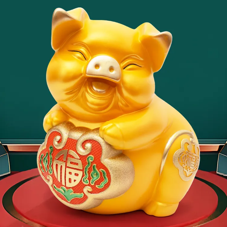 如意金猪存钱罐储蓄罐客厅桌面家居装饰品新中式开业前台摆件