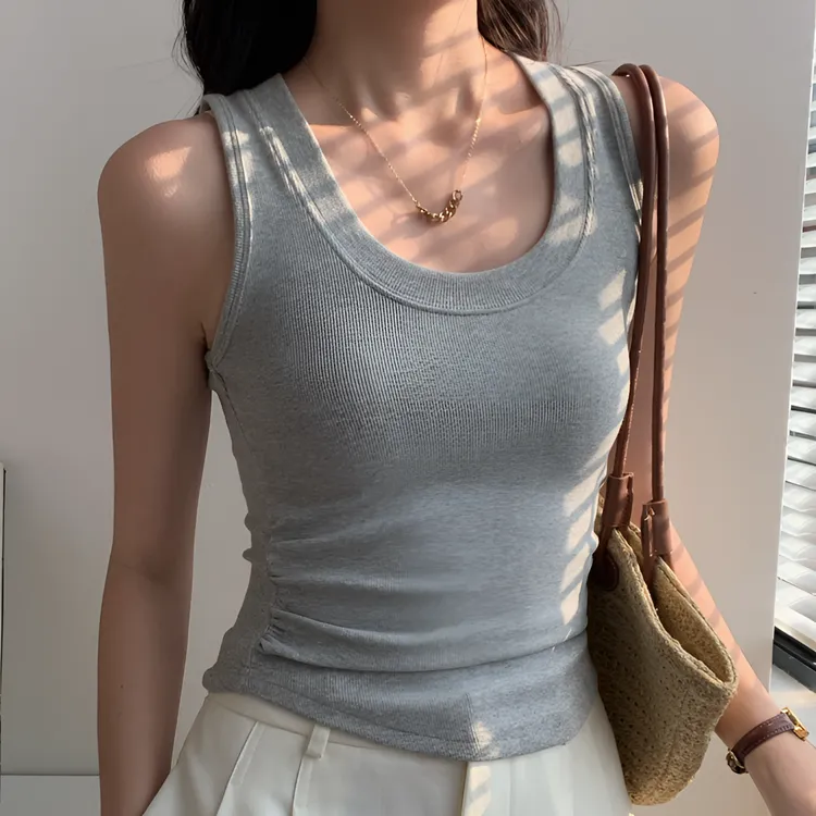 白色吊带背心女外穿2025夏季修身显瘦针织无袖短款卡腰缩紧上衣