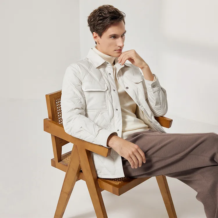 柏品白鸭绒衬衫羽绒服男士秋冬防风保暖商务时尚短款轻薄休闲外套