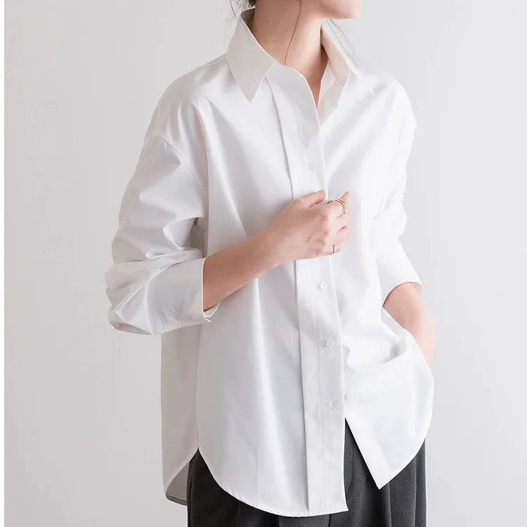 ZENZAM正在说 宽松廓形抗皱衬衫女宽松慵懒松弛感白衬衫简约上衣