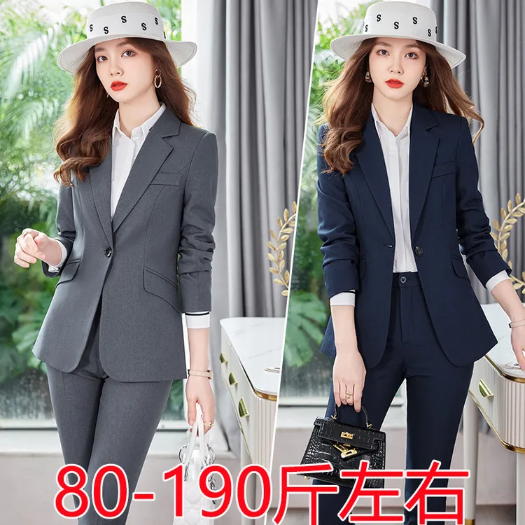 新款春季大码职业套装女胖mm通勤正装工作服显瘦女士西装外套秋冬