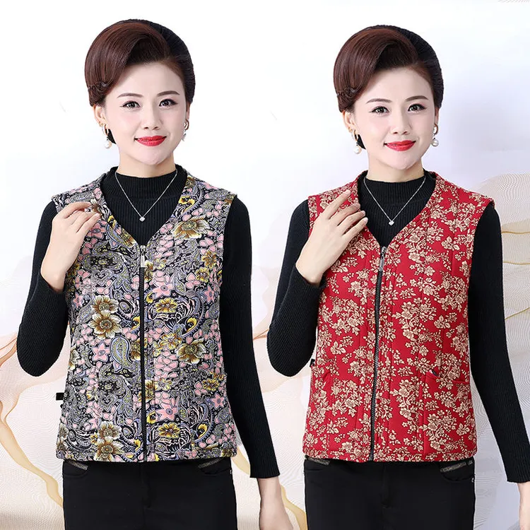 秋冬季中老年妈妈棉马甲外穿大码坎肩保暖老年人马夹