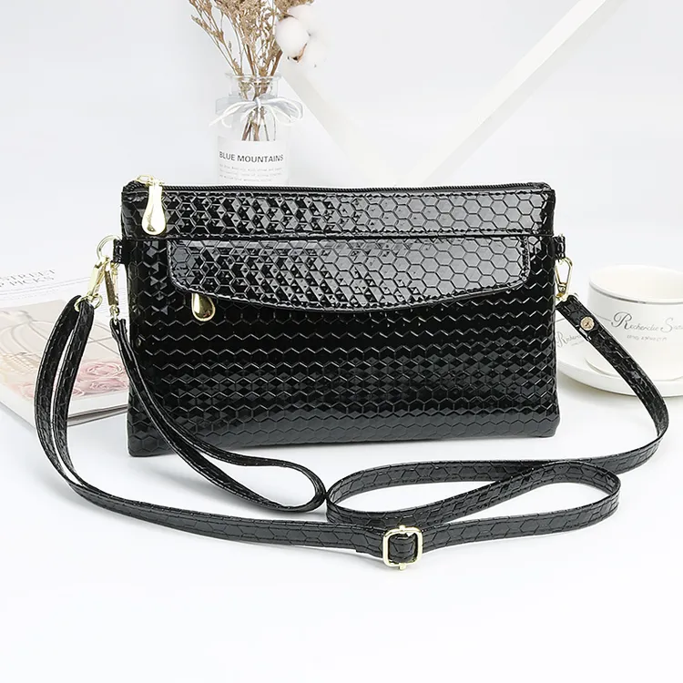 妈妈包韩版时尚亮面女包斜挎包菱格女手拿包单肩包手机包女士小包