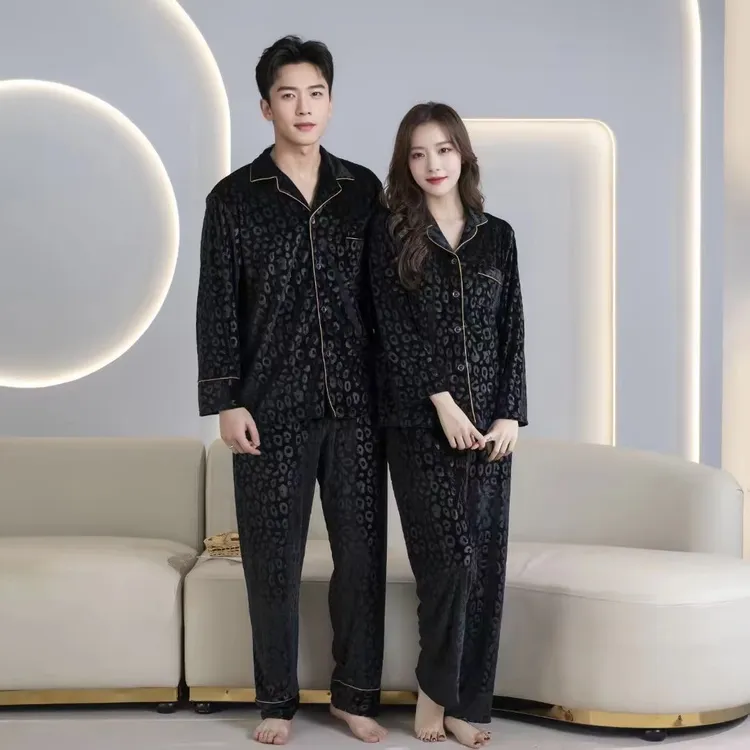 （602#）秋冬季新款男士金丝绒提花简约舒适家居服睡衣可外穿家居服