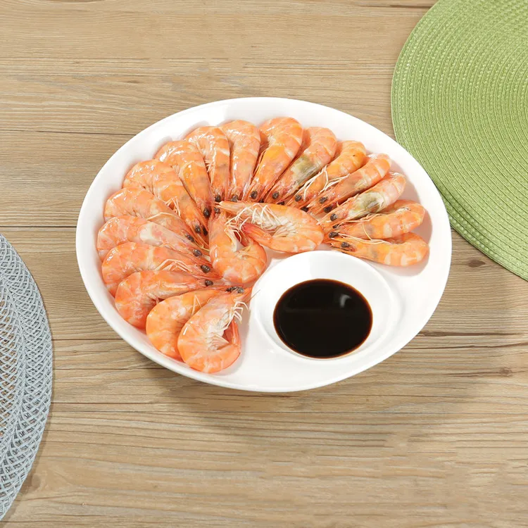 虾盘水饺盘创意陶瓷家用带醋碟碗饺子盘寿司卤水拼盘薯条盘菜盘