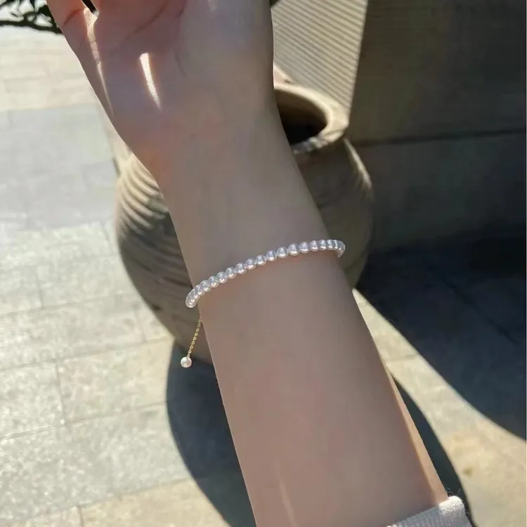 钛钢手链 8606素链珠珠手链法式精致小米珠简约轻奢气质不掉色女