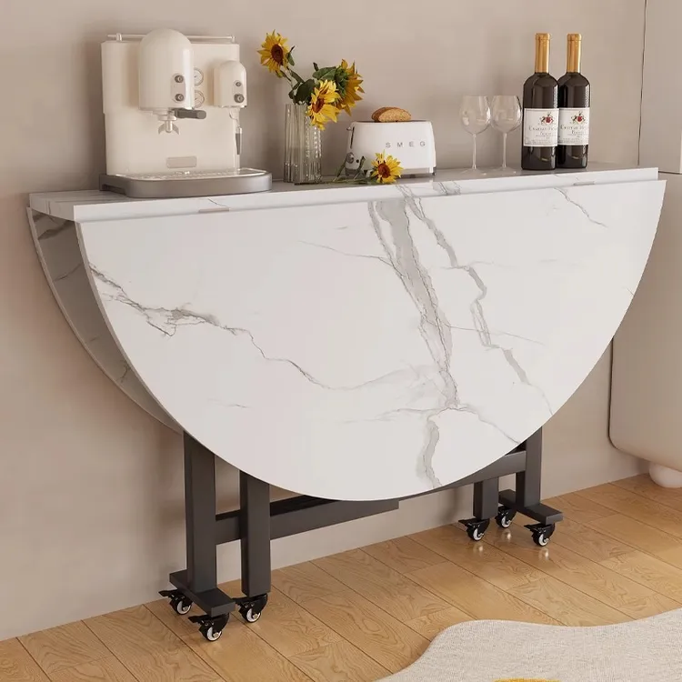 玫瑰依9折叠餐桌家用小户型吃饭桌可折叠简约餐厅圆桌折叠餐桌