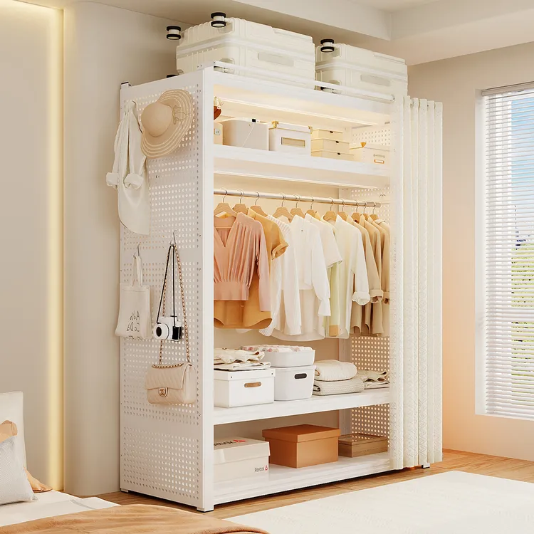 衣柜家用卧室衣帽间置物架开放式衣柜出租房简易落地式组装衣帽架