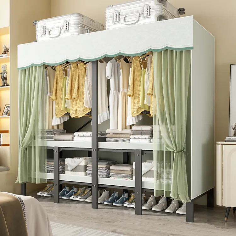 玫瑰依9简易衣柜家用卧室衣柜落地简约防尘加固耐用大容量布衣柜