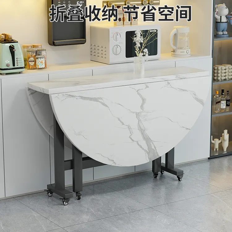 折叠餐桌家用小户型可移动餐桌简易吃饭桌子出租房用餐桌大圆餐桌