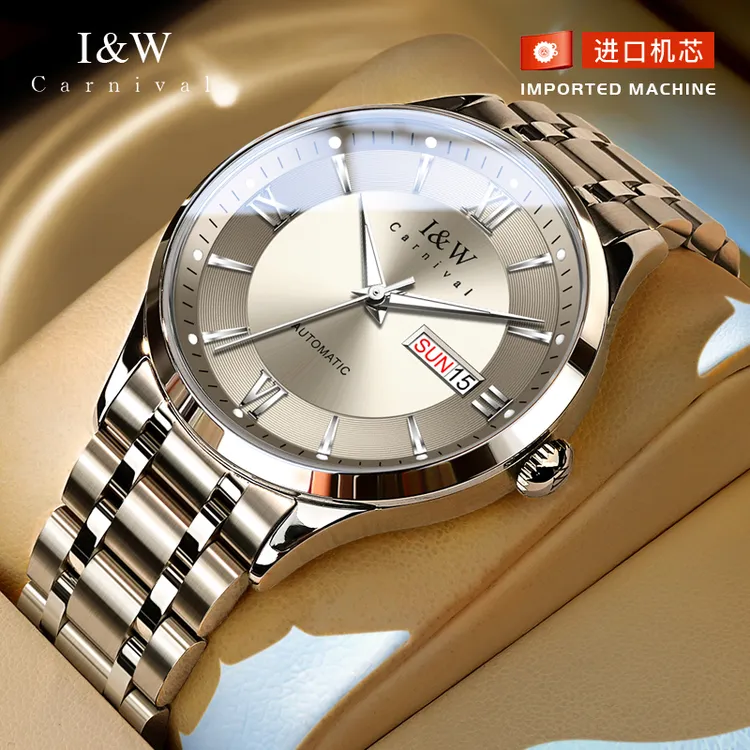 【进口机芯】瑞士I&W爱沃驰男士手表全自动机械表防水夜光男表55837商品图