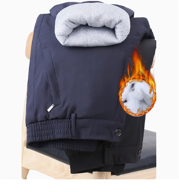 中老年棉裤男士加绒加厚爸爸高腰运动裤冬老人棉裤男外穿宽松冬季