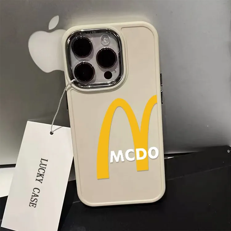 适用苹果15pro手机壳欧美简约iphone14promax保护套金属电镀相框