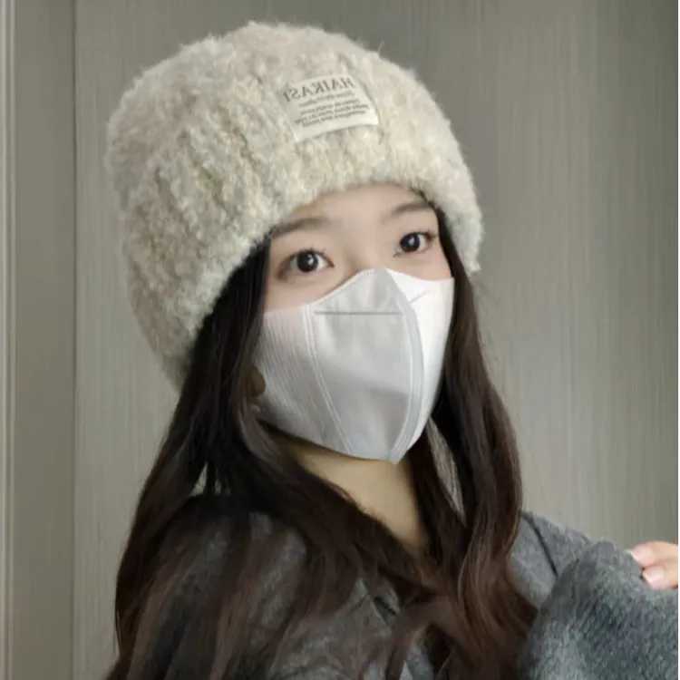 毛线帽女秋冬季韩版显脸小百搭保暖毛绒针织帽日系大头围包头帽子