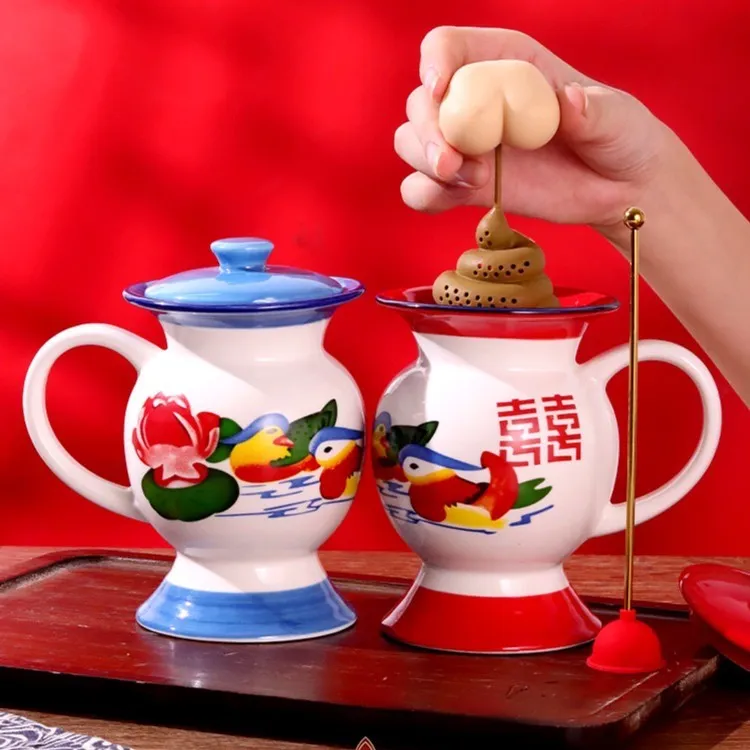 痰盂杯喝水杯网红夜壶杯老式怀旧创意尿壶茶缸搞怪马桶式陶瓷喜庆