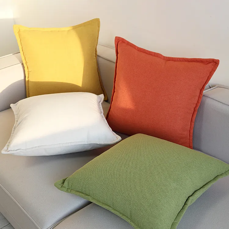 棉麻加厚纯色客厅简约沙发大抱枕家用床头靠背汽车靠枕卧室靠垫