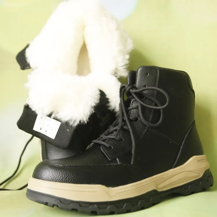 东北雪地靴男冬季大码真皮毛一体保暖加绒高帮潮男马丁靴加厚