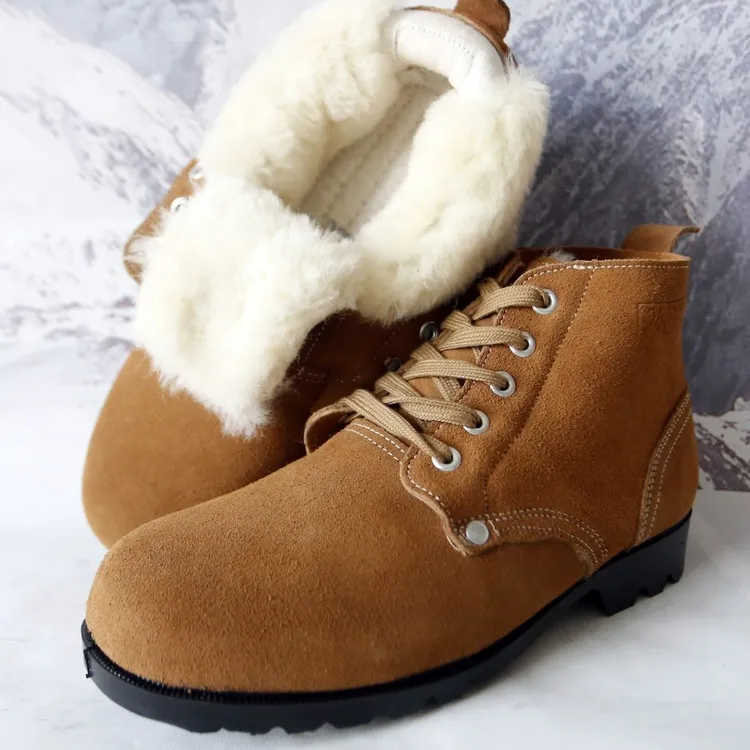 3416冬季靴皮毛一体雪地靴翻毛皮鞋老式大头男劳保东北大棉鞋