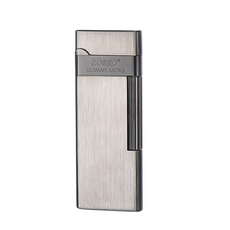 ZC10超薄黄铜砂轮侧打明火充气火机