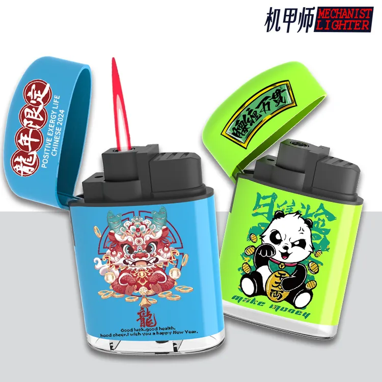 款翻盖防风创意个性高颜值网红明火直冲充气火机火机