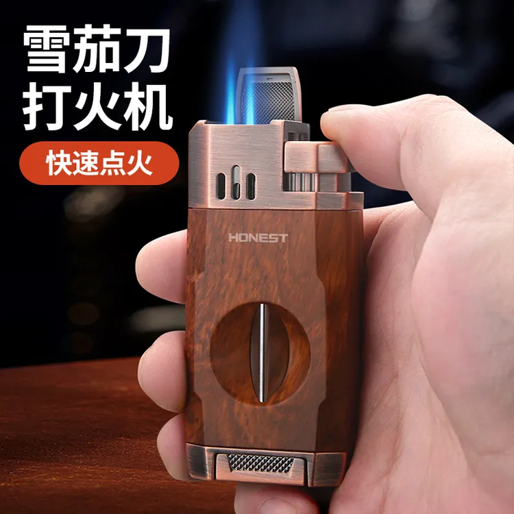 款双火充气防风雪茄专用雪茄剪点火器耐用点烟批火机