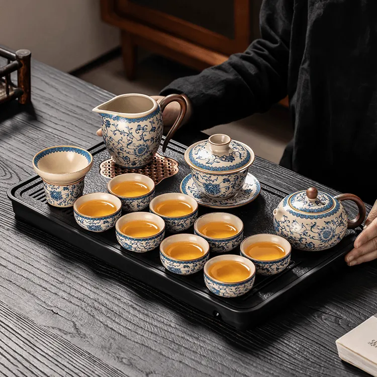 匠序2025新款青花汝窑功夫茶具套装家用轻奢高档中式陶瓷茶壶茶杯