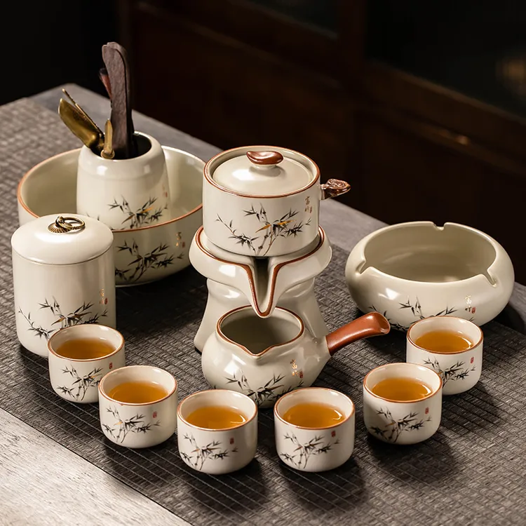 汝窑自动茶具套装家用高档陶瓷茶壶功夫茶杯2024新款懒人泡茶神器