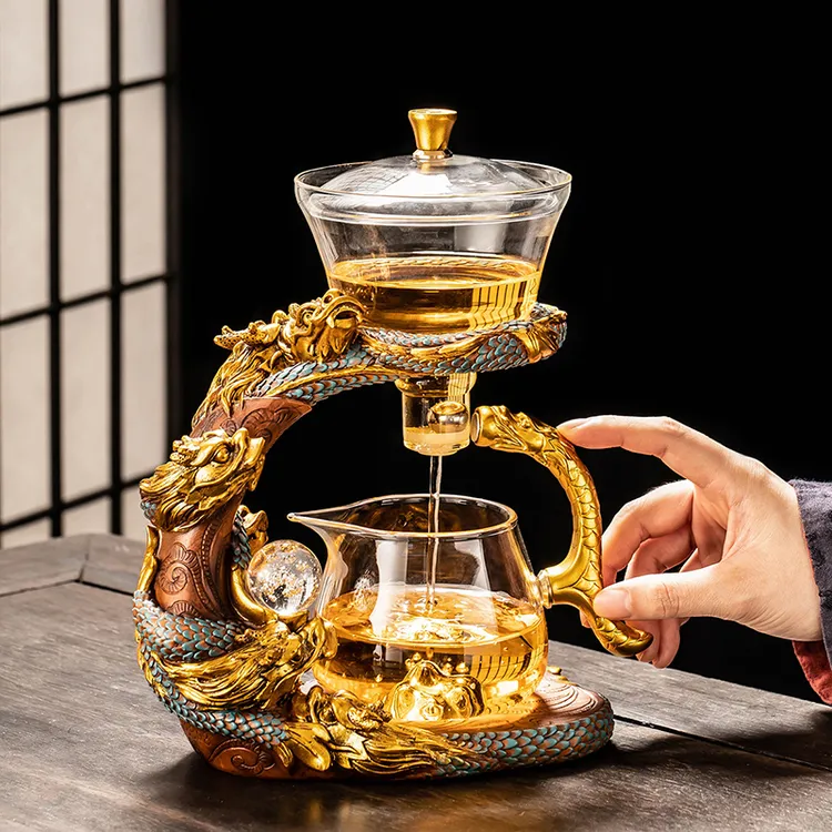 龙年玻璃懒人自动茶具套装家用高档泡茶壶办公室会客功夫泡茶神器