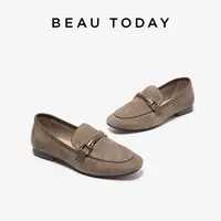 BeauToday法式乐福鞋女BT软平底单鞋绒面英伦风小皮鞋休闲