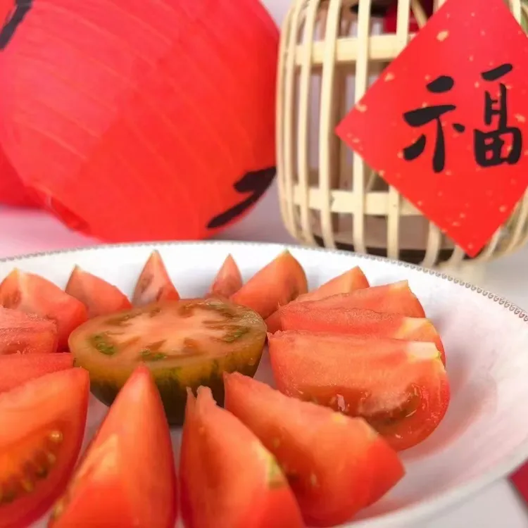 盘锦碱地柿子 西红柿 番茄 绿顶柿子 草莓柿子 生吃水果 自然熟