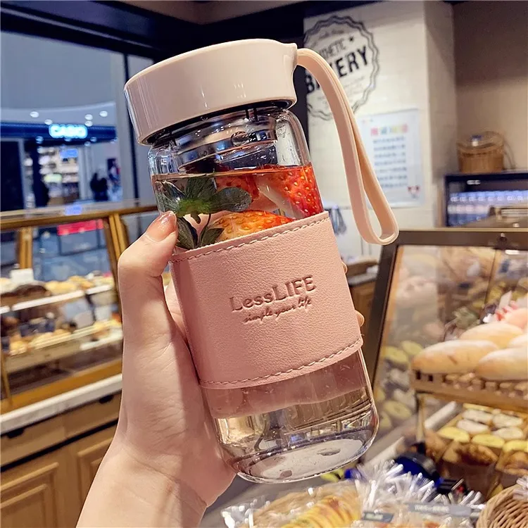 Allwell/2025新款高硼硅耐高温泡茶玻璃杯女士高颜值水杯便携杯子
