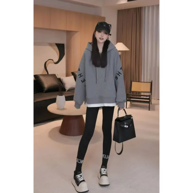 加绒卫衣2024最新休闲时尚加绒加厚字母卫衣5120